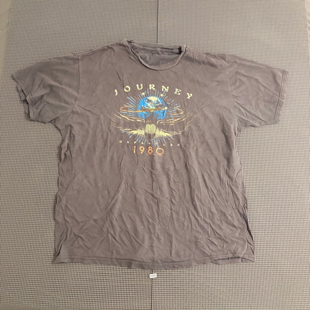 Journey Departure 1980 Graphic T-Shirt Mens XL Faded Black Rock Band Tour Tee